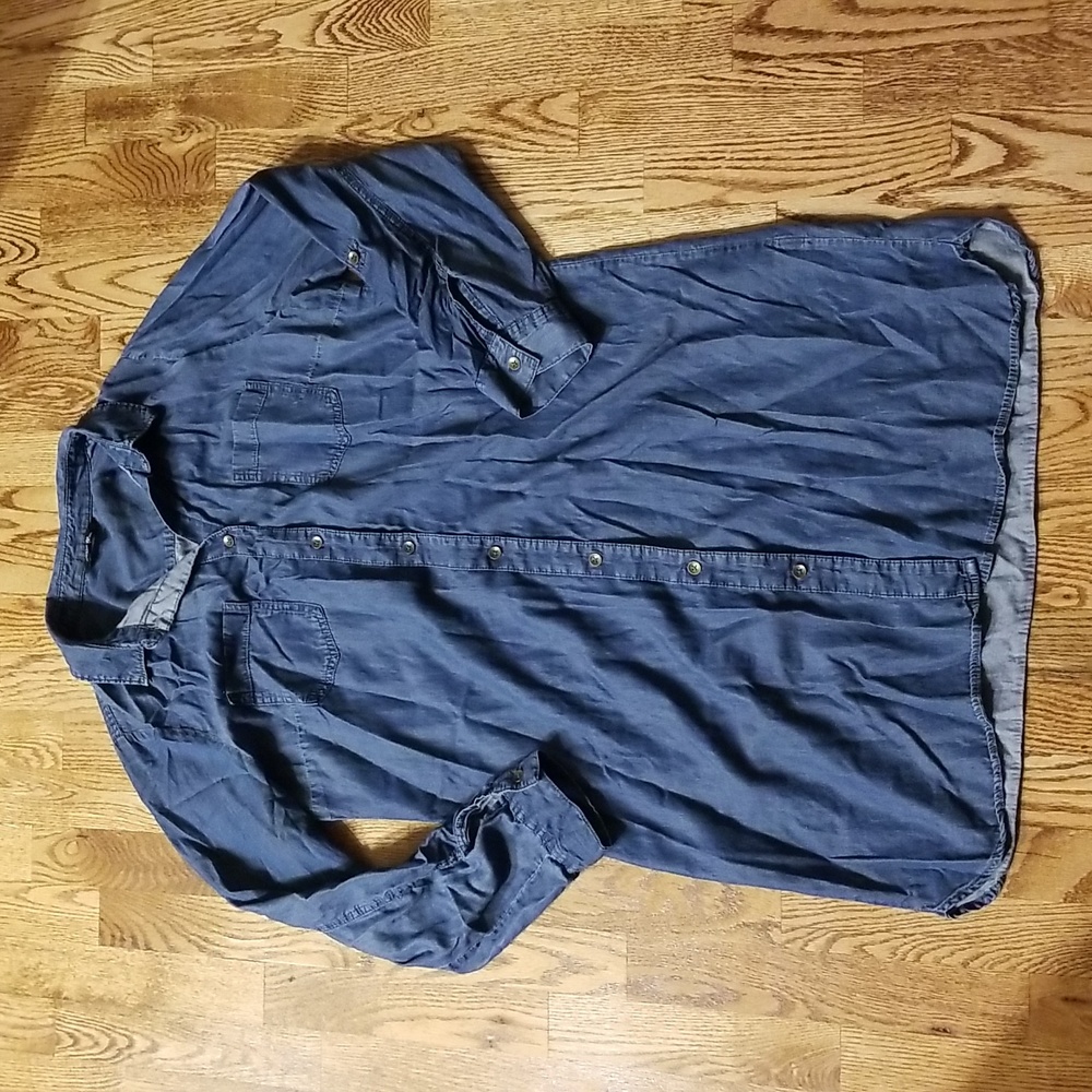 (L) George. Coastal Cowgirl Farmhouse Western Denim Look Dress Rodeo Classic